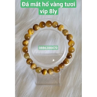 Vòng đeo tay đá mắt hổ vàng tâm vip 8ly