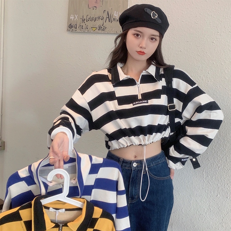 Áo Sweater Dáng Rộng Kẻ Sọc Kiểu Hàn Quốc Thời Trang Mùa Thu 2022 Cho Nữ