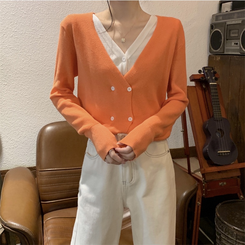 SUXI Áo Len Dài Tay Cổ Chữ V Thời Trang Nữ Tính