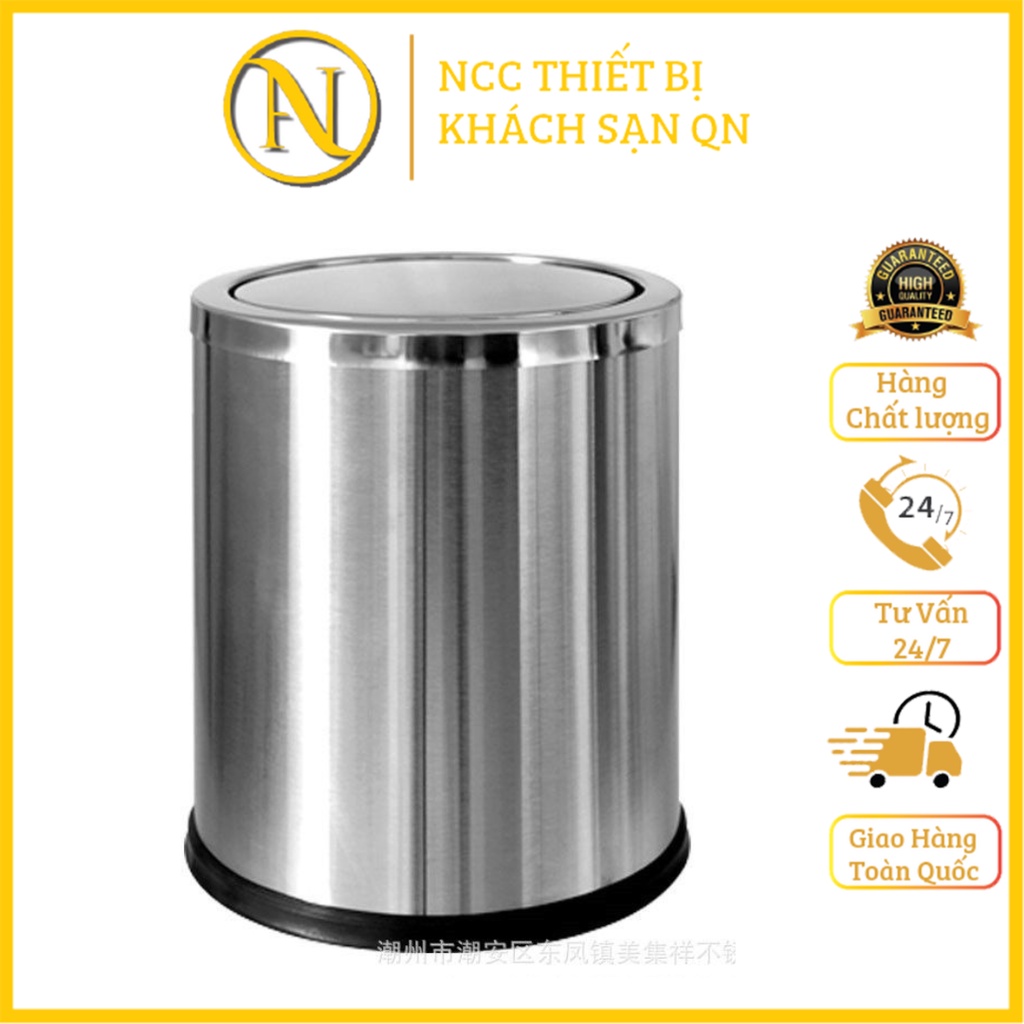 Thùng đựng rác nắp lật mầu INOX Mã SP KL-61 Kích Thước 20cm x 30cm Dung Tích 8L