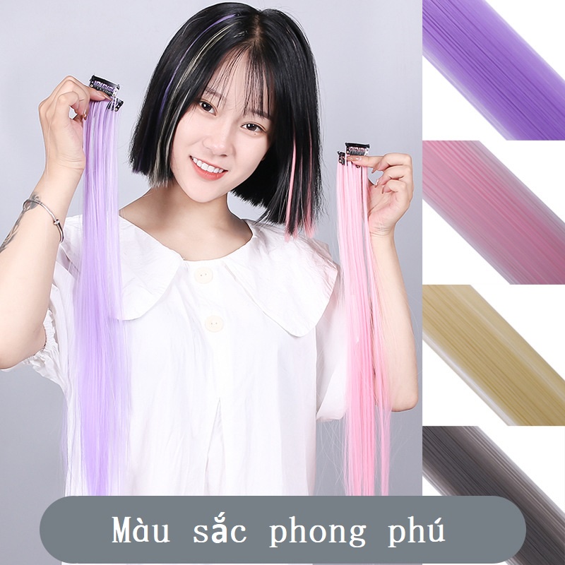 Tóc giả đẹp kẹp highlight nữ mái hàn quốc phồng chân tóc kẹp phím dài ngắn cute giá rẻ có clip hay