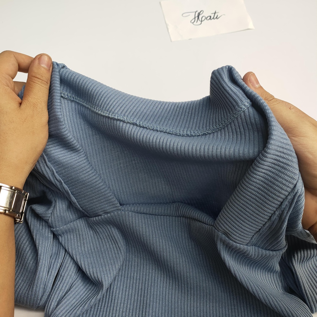 Áo Thun Gân Tay Dài Nữ Cổ Vuông Chữ U, Áo Kiểu Dáng Ôm Body