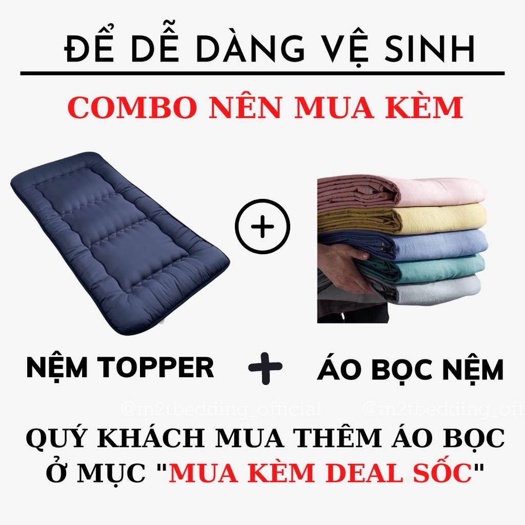 Nệm Topper Dày 9cm Xuất Nhật chính hãng M2T BEDDING cho sinh viên, văn phòng, dã ngoại, ktx