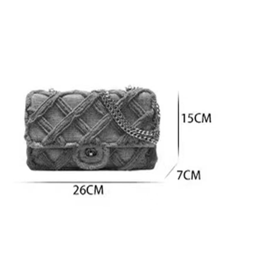 Túi Đeo Chéo Vải Canvas Phối Dây Xích Thiết Kế Hình Thoi Nhỏ Xinh Thời Trang Cho Bạn Gái