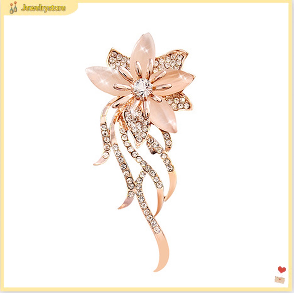 Trâm cài áo thiết kế hình bông hoa đính đá thời trang dành cho nữ