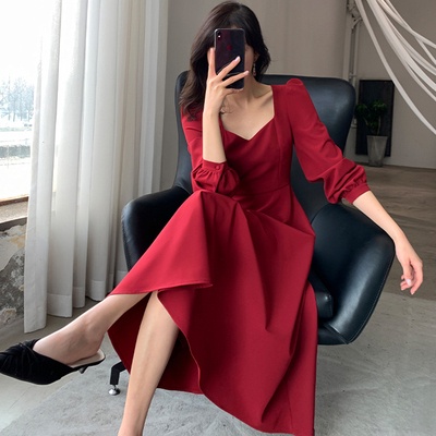 Váy Nữ Cổ Tim Dáng Dài Maxi Đi Tiệc Cưới Phong Cách Sang Chảnh Ulzzang Hàn Quốc