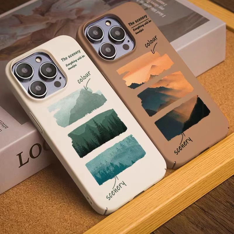 【Ultra-thin PC Hard case】Ốp Điện Thoại PC Cứng Hình Phong Cảnh Màu Nước Cho compatible for iPhone 14 pro max 13 pro max 12 pro max 11 pro max case