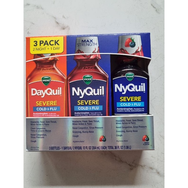 Nước uống siro Dayquil- Nightquil 1 set 3 chai