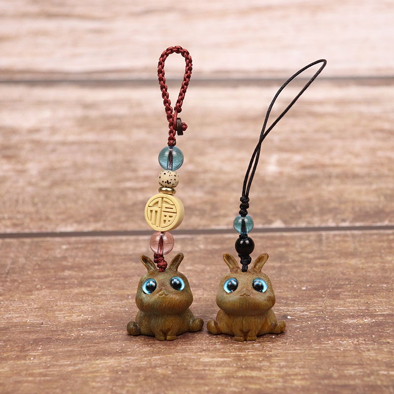 Móc Điện Thoại Bằng Gỗ Đàn Hương Hình Thỏ Bunny Đáng Yêu