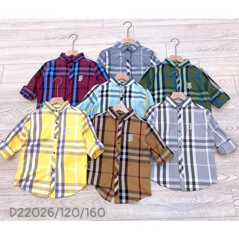 Áo sơ mi kẻ bbr dài tay cho bé trai size ĐẠI phương kid