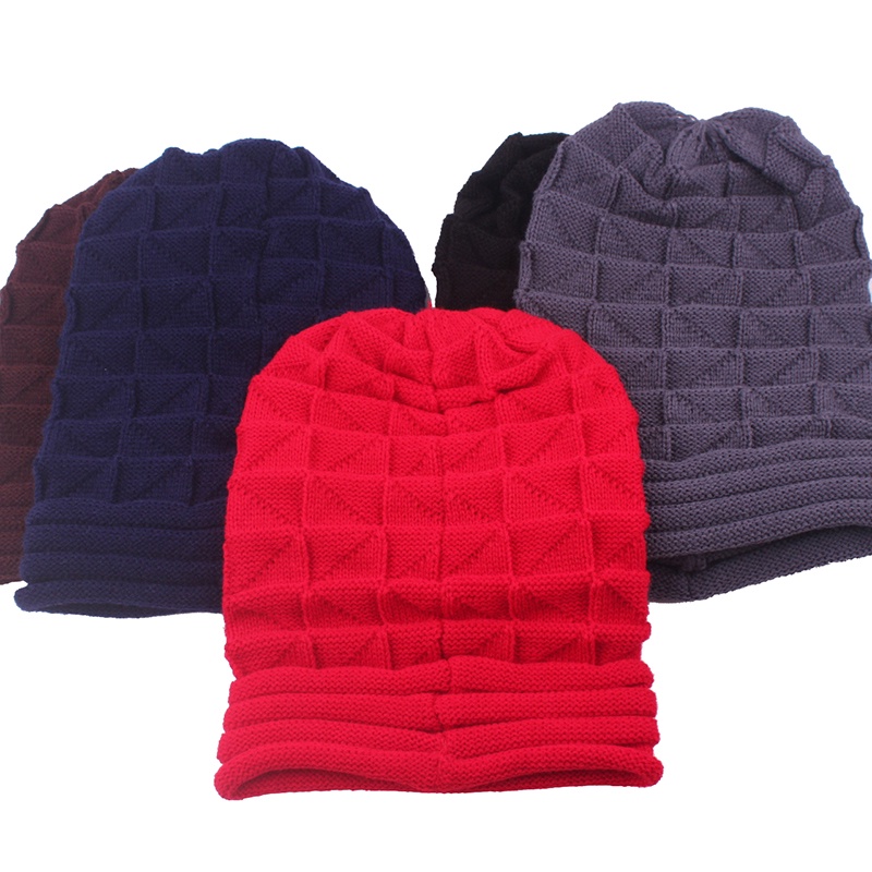 Mũ Len Trùm Đầu Mềm Mại Giữ Ấm Mùa Đông Màu Trơn Thời Trang Cho Nam Nữ