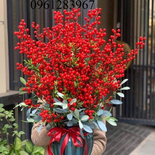 Cành Đào Đông sẵn lá cao 80cm cắm bình hoa Decor trang trí không gian sống