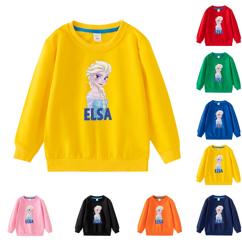 Áo Thun DàI Tay In HoạT HìNh Elsa 8 MàU EA026