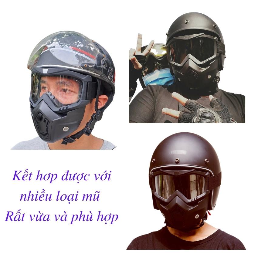 Mặt Nạ Phượt Beon Kèm Kính Dùng Cho Mũ 3/4 Chống Gió Bụi  Hiệu Quả(Hàng Cao Cấp)