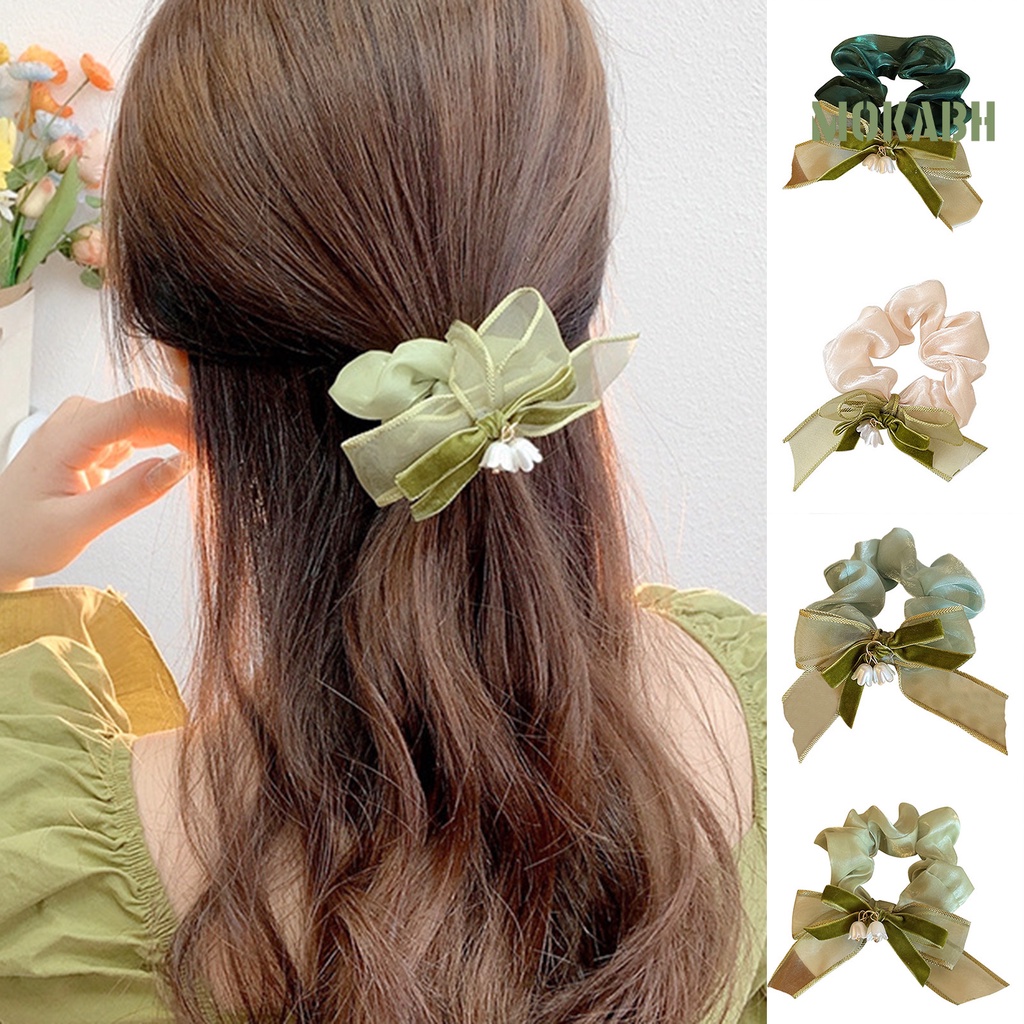 Dây Cột Tóc Thắt Nơ Màu Sắc Tương Phản Xinh Xắn Cho Nữ