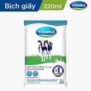 Combo 10 bịch Sữa dinh dưỡng Vinamilk không đường - Bịch 220ml X 10