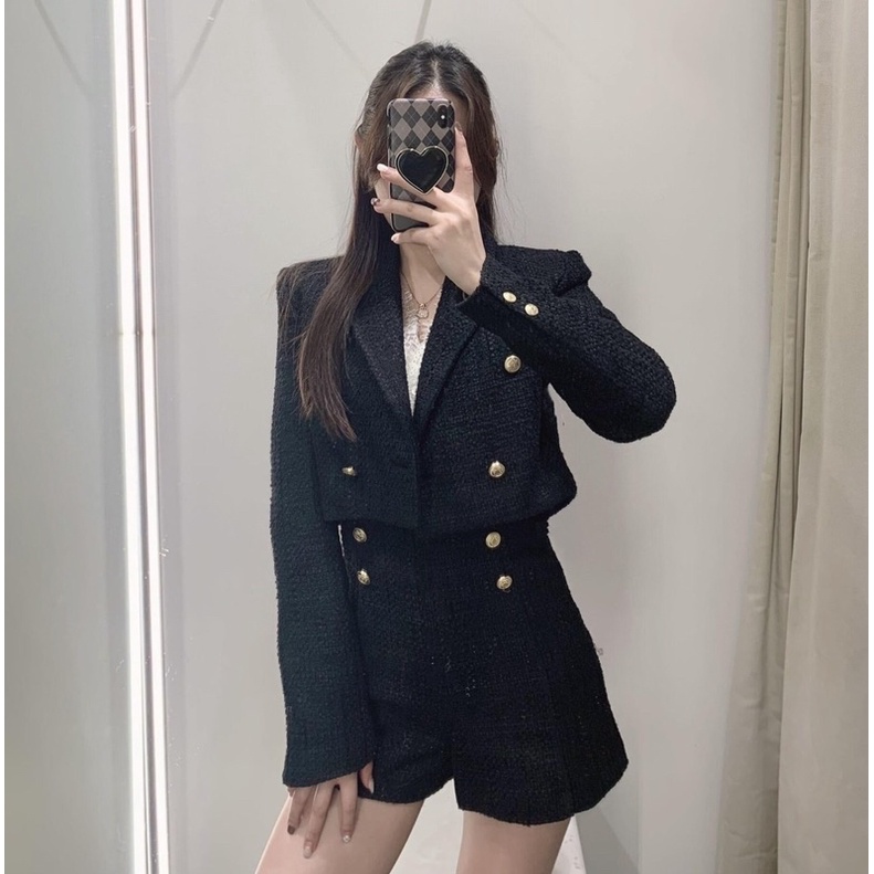 SIÊU PHẨM ÁO DẠ ĐEN CỔ VEST +SOOC CẠP CAO  HÀNG VNXK