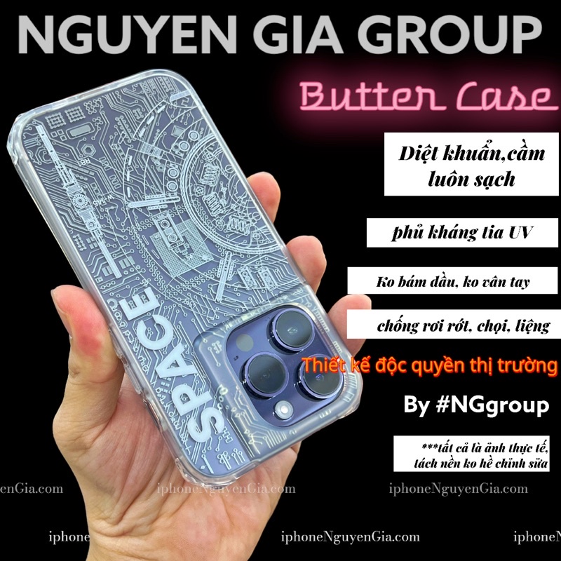 Ốp BUTTER CASE chống dơ iPhone 14 Pro Max chống vân tay in 3D Buttercase E - line tại Nguyễn Gia group Cao Đạt Q5