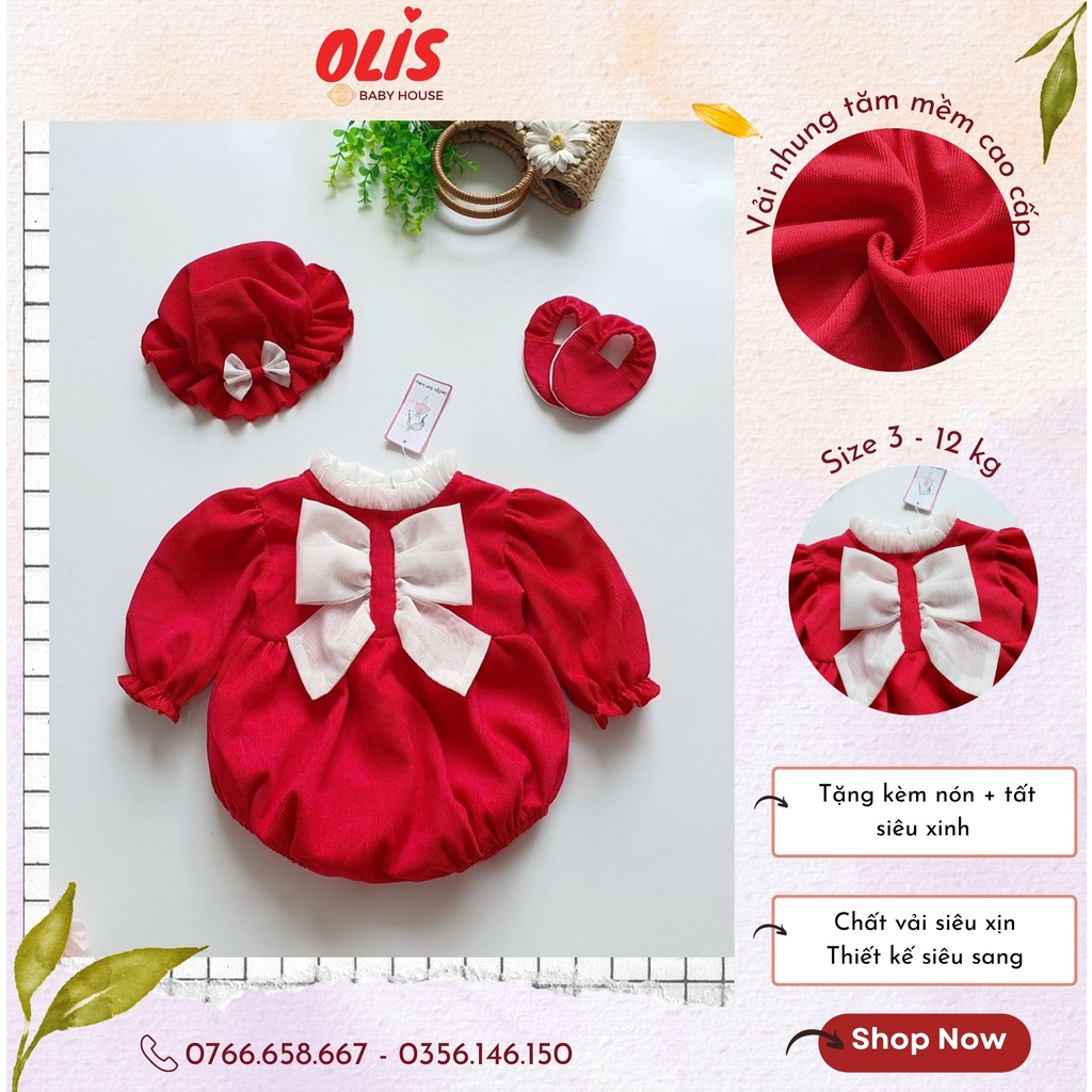 Bodysuit cho Bé gái OLIS Baby House, quần áo trẻ sơ sinh, size 3 - 12kg