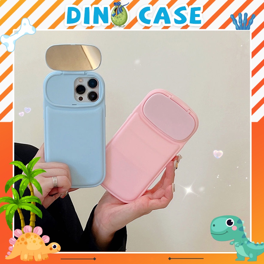 Ốp lưng iphone cam kèm gương soi bảo vệ camera 7plus/8plus/x/xr/xs/11/12/13 pro/max/plus/promax- Dino case