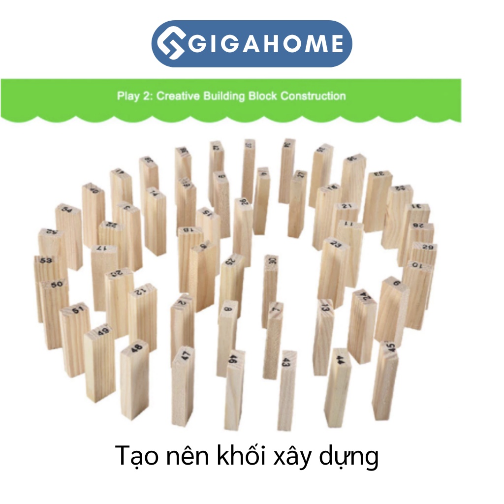 Đồ Chơi Rút Gỗ GIGAHOME 54 Thanh, 4 Viên Xúc Xắc Cho Bé Rèn Luyện Trí Não 2658