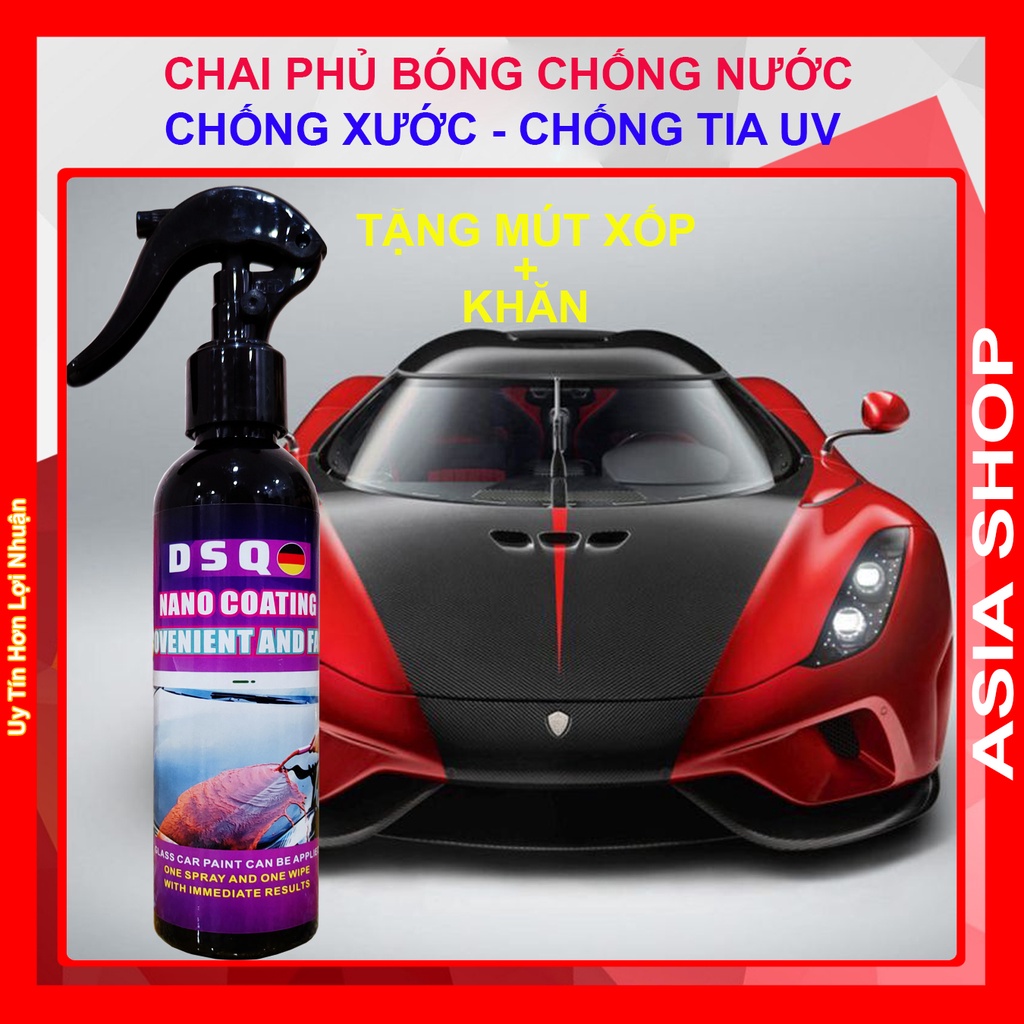 Chai Xịt Phủ Nano Kính Ô tô Chống Nước - Ceramic Wax - Dung Dịch Phủ Bóng Xe Máy, Ô tô Chống Bùn Bẩn - DSQ