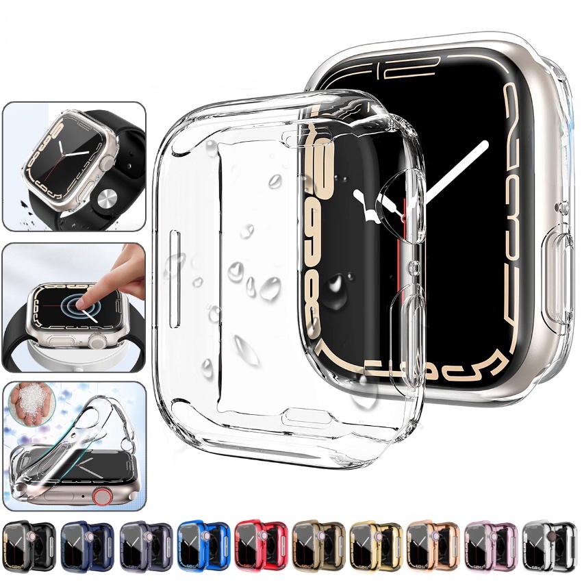Ốp Bảo Vệ Màn Hình Đồng Hồ Thông Minh 360 Độ Bằng TPU Mềm Trong Suốt Cho IWatch SE 7 6 5 4 3 2 1 SE 7 6 5 4 3 2 1