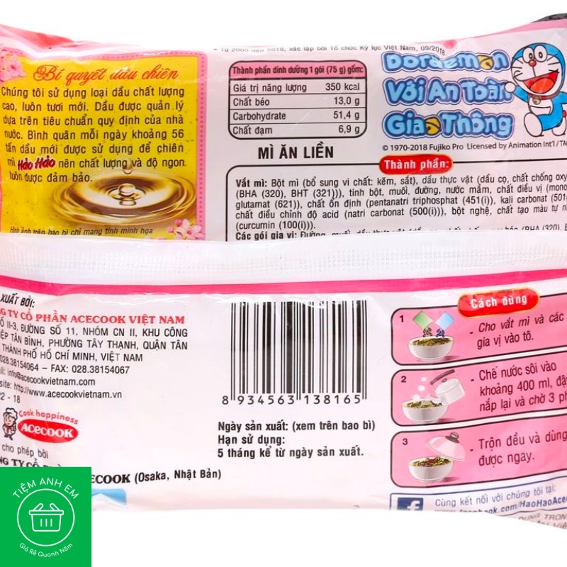 Mì Hảo Hảo vị tôm chua cay gói 75g