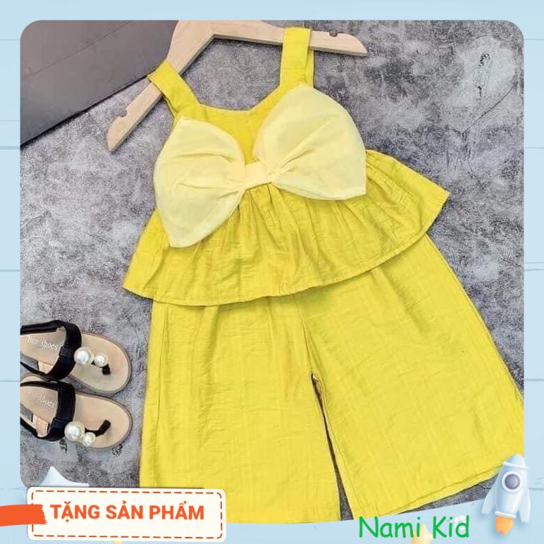 SET ÁO ĐÍNH NƠ QUẦN ỐNG RỘNG CHẤT ĐŨI KIỂU DÁNG HÀN QUỐC CHO BÉ GÁI 1-4 TUỔI CHẤT ĐŨI HÀNG THIẾT KẾ