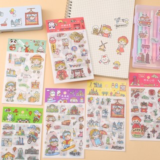 4 tập Sticker dán cô bé du lịch văn hóa vui chơi