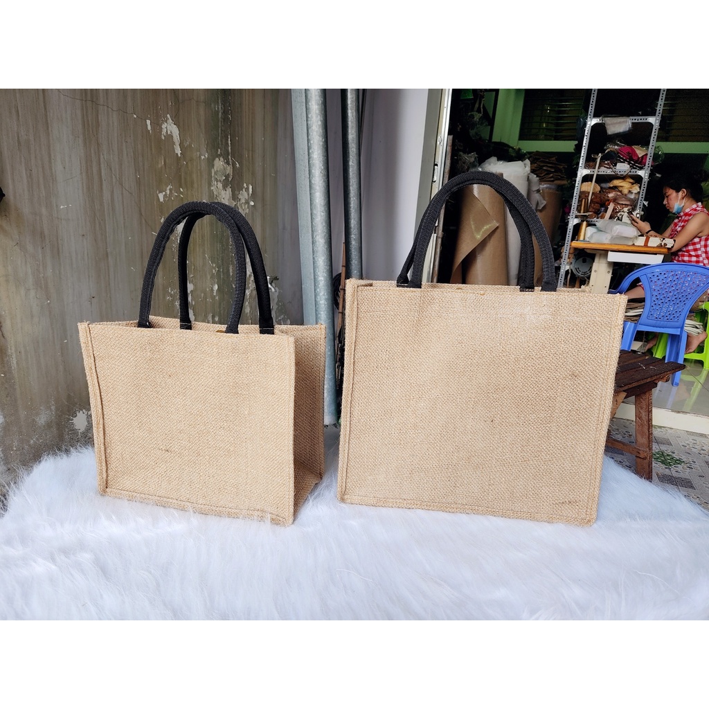 Túi Tote Vải Đay Tự Nhiên Phom Cứng Loại Đặc Biệt, Dùng Trơn Hoặc Để Vẽ Hàng VN Xuất Khẩu