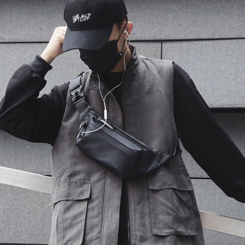 Kkmart Túi Đeo Chéo Ngực Có Khóa Kéo Chống Thấm Nước Thời Trang Cá Tính Cho Nam Và Nữ