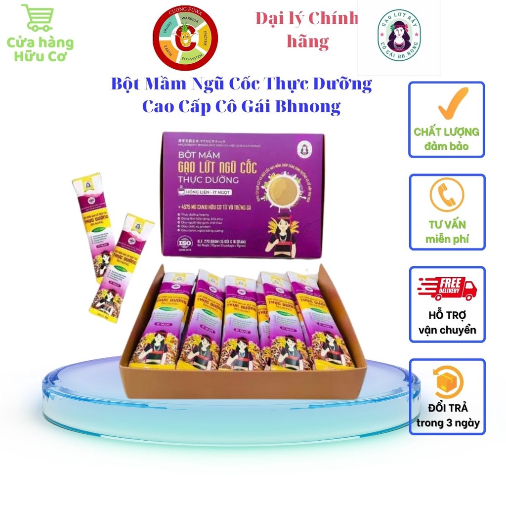 Bột Mầm Ngũ Cốc Dinh Dưỡng Gạo Lứt Bhnong 10 góix25g Giàu canxi hữu cơ Cho Mọi Lứa Tuổi Người Ăn Kiêng Giảm Cân