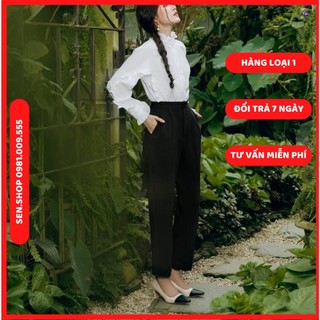 Quần baggy vải tuyết mưa- quần công sở gấu bằng/ gấu lệch