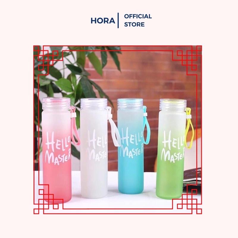 Bình nước thủy tinh HORA dung tích 480 ml có dây xách tiện lợi nhiều màu