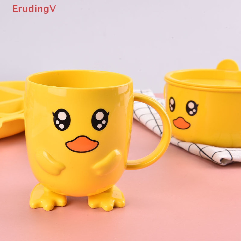 Bộ Dụng Cụ Ăn Uống Hình Vịt Vàng Hoạt Hình Dành Cho Trẻ Em