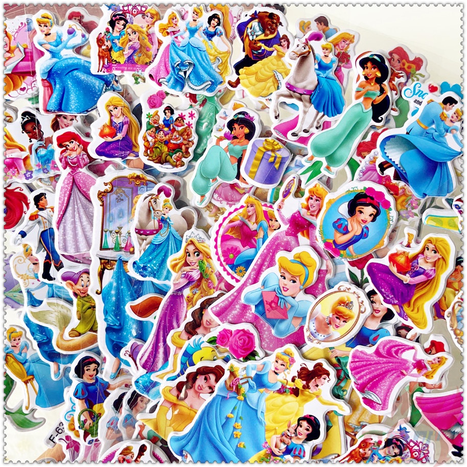 ▶ 5 Tấm Hình Dán Khen Thưởng Công Chúa Disney Q-3 ◀ Miếng Dán PVC 3D Chống Thấm Nước Chất Lượng