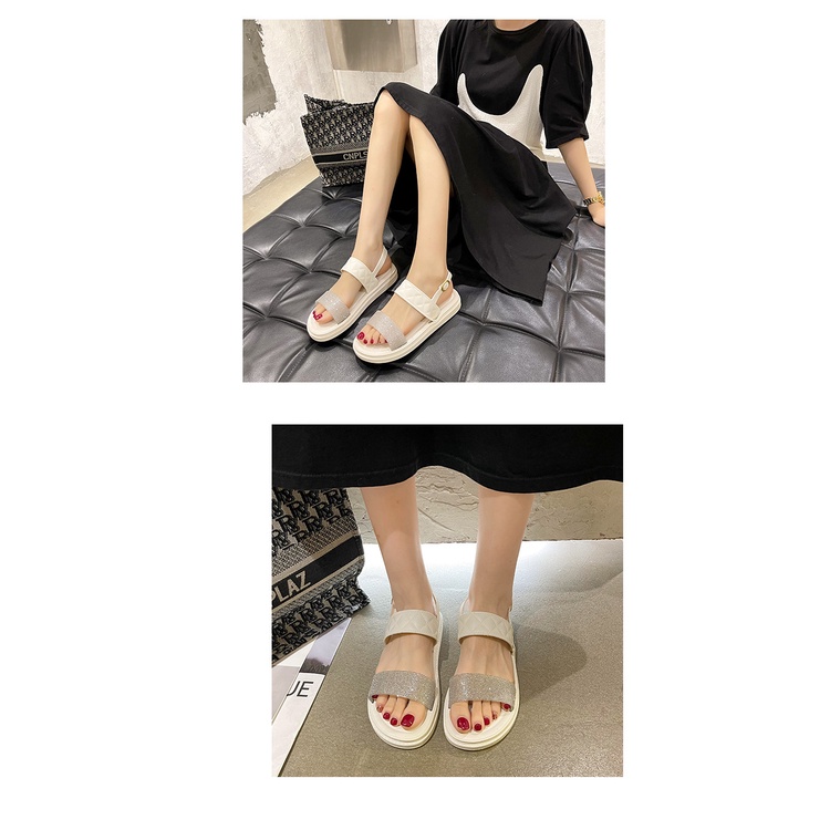 Xăng đan Đế Bằng Cao 2.5CM Đính Đá Thời Trang Dành Cho Nữ