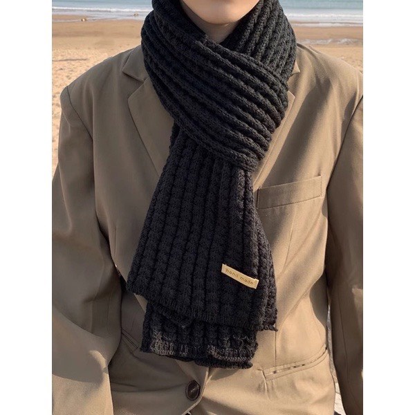 Khăn Quàng Cổ Nam Nữ Khăn đôi Tag Handmade Nam Khăn Choàng Cổ Mùa Đông Dày Ấm Hàn Quốc