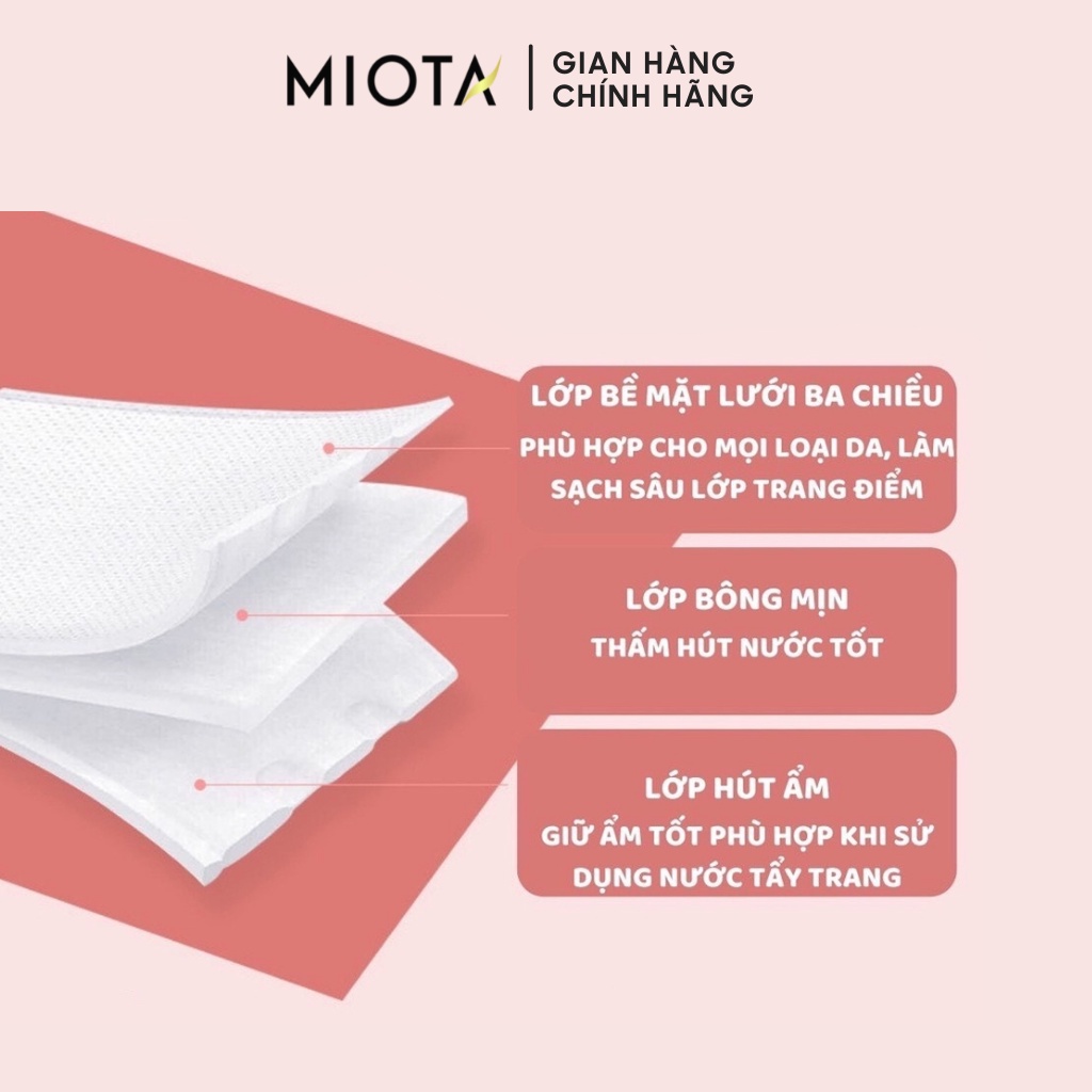 Bông tẩy trang 3 lớp  Natural Cotton pads Miota 222 miếng