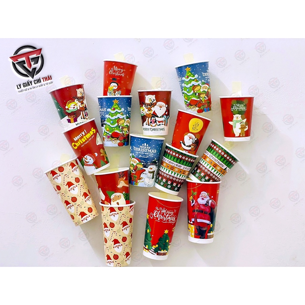 SET 100c Ly Giấy, Cốc Giấy 14oz 360ml Noel 2023, Giáng Sinh, Siêu Đẹp Cao Cấp quán Cafe, Trà Sữa, Thức Uống v.v..