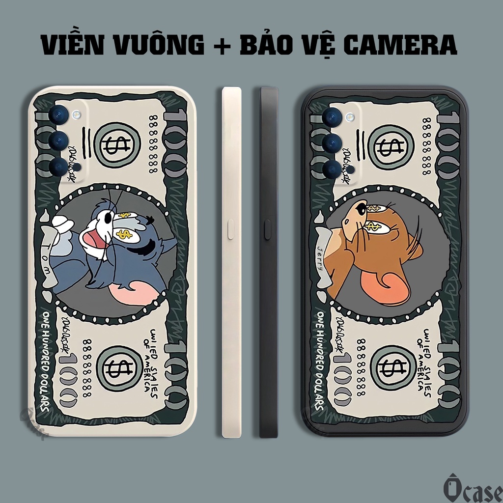 Ốp lưng Oppo Reno 4 in hình Mèo và Chuột cạnh viền vuông có bảo vệ camera