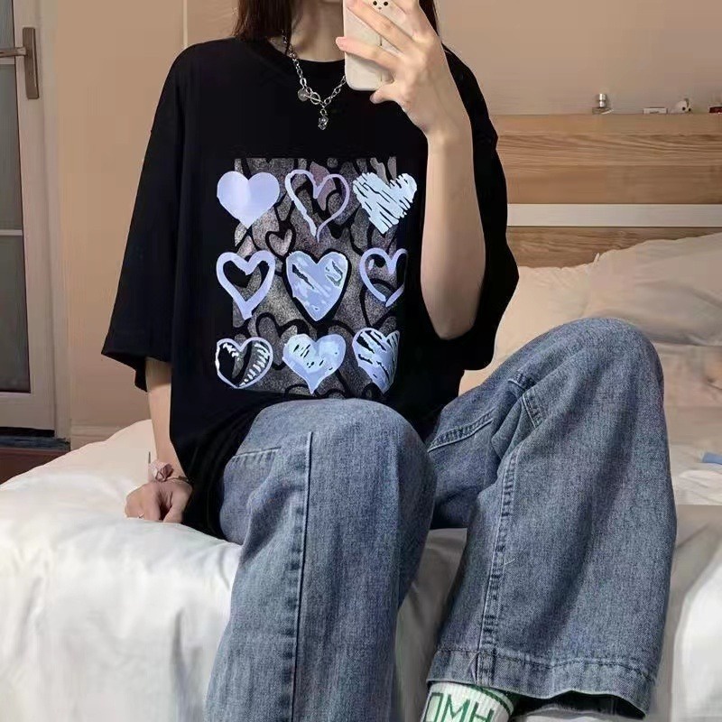 NRVP Áo Thun Unisex Mùa Hè Dáng Suông Tay Cộc Phong Cách Hàn Quốc Cho Nam Nữ