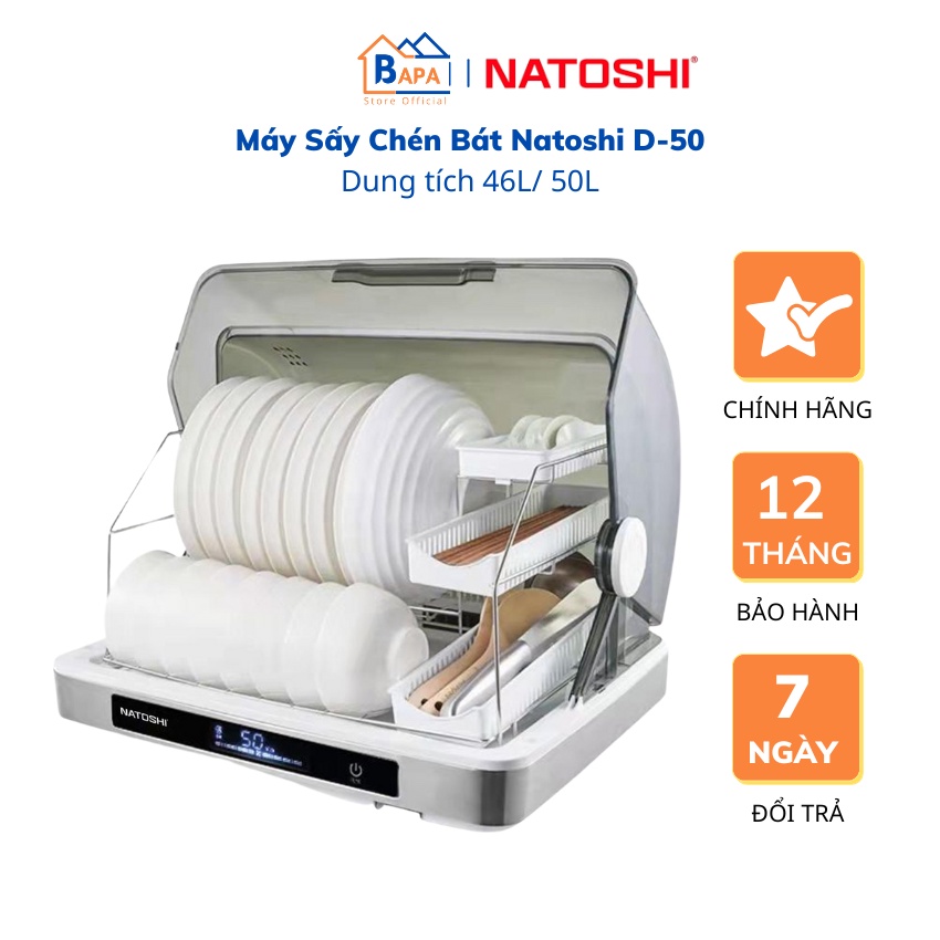 Máy Sấy Chén Bát Gia Đình Natoshi D-50, dung tích 50L - Chất liệu cao cấp - Bảo hành 12 tháng, lỗi đổi miễn phí 7 ngày