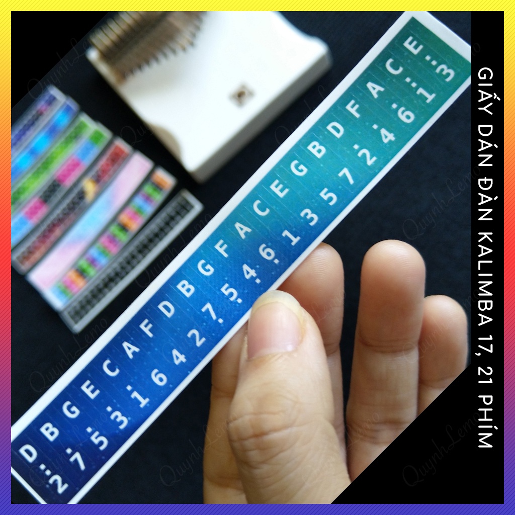 Sticker chữ cái dán đàn kalimba 17 phím, Kalimba 21 phím nhiều màu QUYNHLEMO, miếng dán sticker trang trí D13cm R2cm