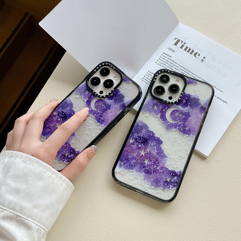 Ốp Điện Thoại Nhựa PC Cứng Mạ Màu Hình Bầu Trời Đêm Cho iPhone 14 14Pro 11 12 13 Pro Max