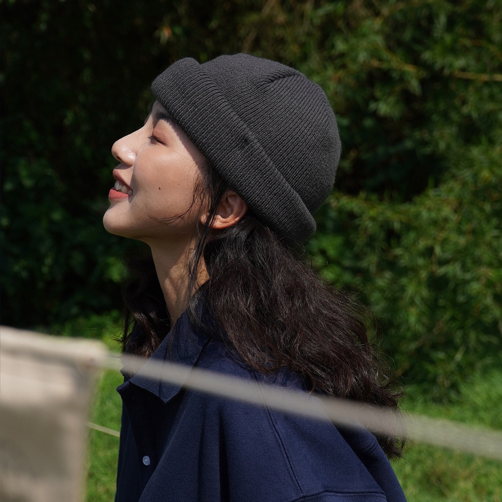 Mũ Len Hip hop Màu Trơn Thời Trang Đường Phố Nhật Bản Cho Nam Và Nữ