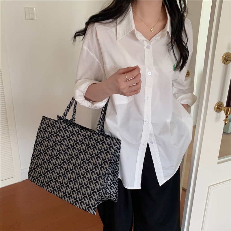Ielgy Túi Xách Đeo Vai canvas Sức Chứa Lớn Kiểu jacquard retro Cho Nữ