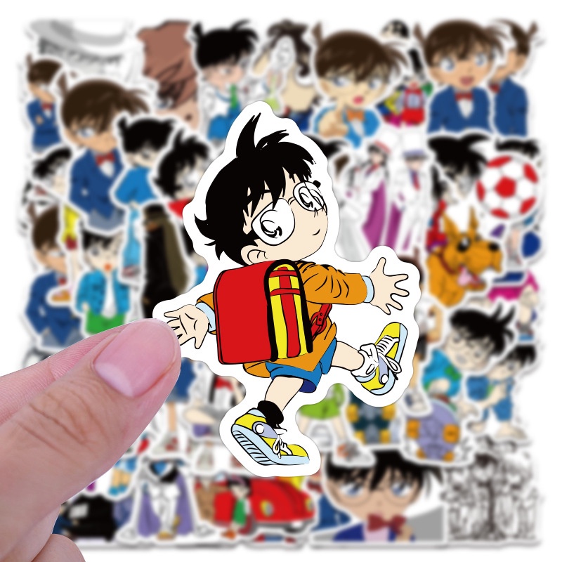 Bộ 50 Miếng Dán Chống Thấm Nước Hình Thám Tử Conan Dùng Trang Trí Vali / Kính Mát