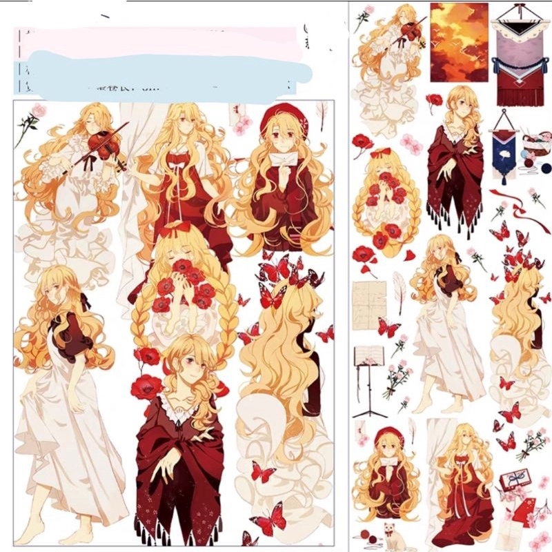 Băng keo washi tape 13x35cm họa tiết cô gái tóc vàng nhà OKMT